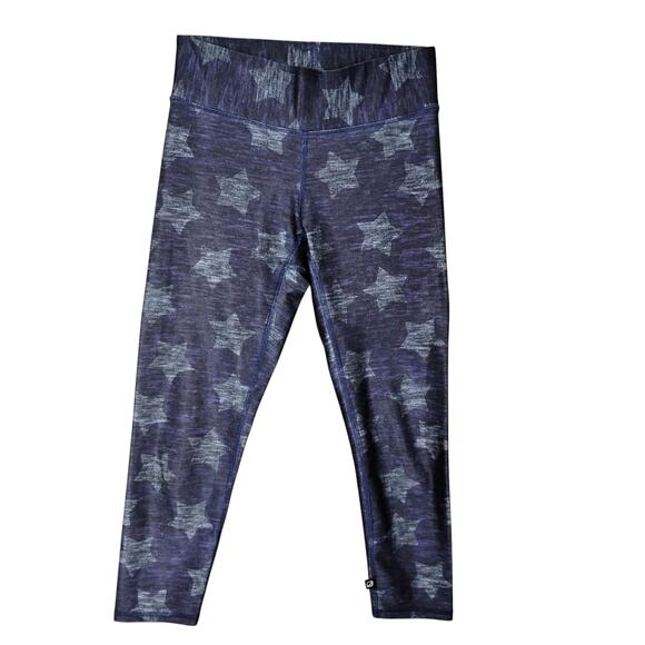 Terez Workout Leggings Size Small Blue and Lighter Blue Stars Print Made in USA - Picture 2 of 7